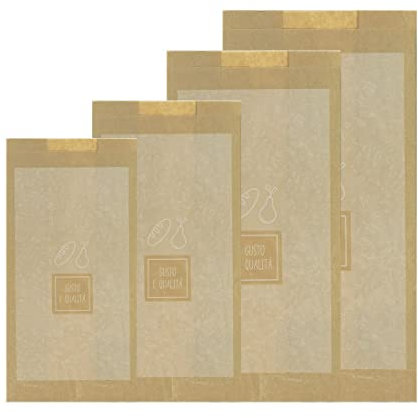 MAQA 1000 uds. Bolsas de papel marrón SABOR Y CALIDAD Bolsas de papel Kraft para comida Bolsas para llevar para pan y fruta 17+13x44 cm
