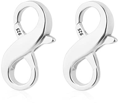2stk Karabiner Verschluss Silber, 925 Sterling Silber Armbandverschluss Halskettenverschluss Silber für Heimwerker Schmuck Herstellung und Reparatur Lobster Clasp Hummer (14,2mm)