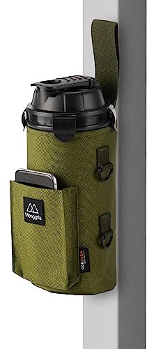 Monggria Magnetischer Wasserflaschenhalter – Integrierter Magnet für einfache Befestigung an Trainingsgeräten – Mehrzweck – mit Schlinge – wasserdicht – Cordura Gebrauchte Haltbarkeit (Khaki)