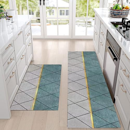 CEASELESLY Tapis de Cuisine Antidérapant et Anti-Fatigue, 2 Pièces - Pour Cuisine, Salon, Salle à Manger, Salle de Bain - 40 x 120 cm + 40 x 60 cm