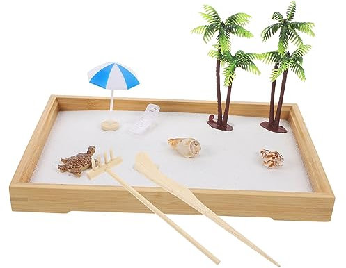 LIFKOME Zen Garten Miniaturlandschaft Sandkasten Selbstgemacht Ozean Sandtablett Für Schreibtisch Deko Beruhigende Meereslandschaft Für Büro Und Zuhause