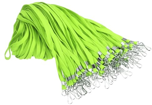 PATIKIL Pack de 50 Cintas para el Cuello de 47cm, Cintas para Profesores para Tarjetas de Identificación, Llaveros, Credenciales y Llaves, Verde