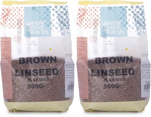 Wholefood Earth Graines de lin brun moulues bio - 500 g - Crues - Sans OGM - Véganes - Riches en fibres - Source de protéines - Certifiées biologiques (Lot de 2)