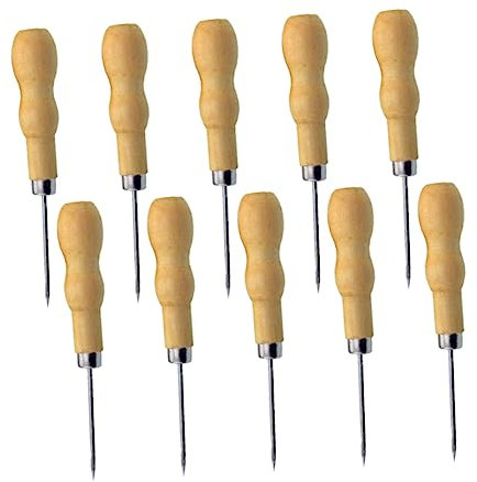 STOBOK 10St Lederpunsch Automatisierung Hand Nähzeug Leder-Handnähset Werkzeugkasten werkzeugtasche Nähzubehör-Kit Werkzeugsets für Lederhandwerk Holzgriff Nähwerkzeuge Suite Ahle Hölzern
