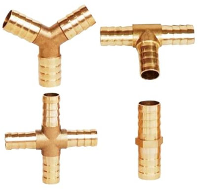 2PcsBrass Barb Rohr Fitting 2 3 4 Weg Messing stecker for 4mm 5mm 6mm 8mm 10mm 12mm 16mm 19mm Schlauch Kupfer Pagode Wasser Rohr Armaturen (Color : Cross 4 Way, Size : OD 4mm)