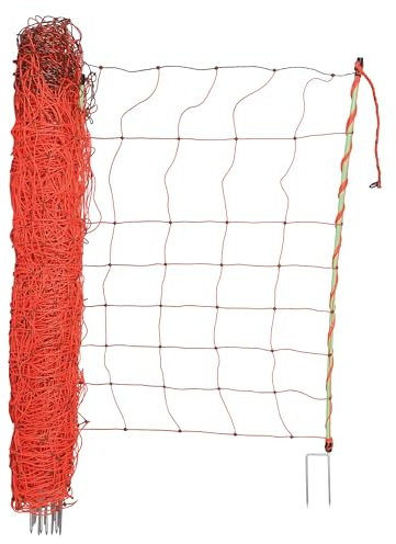 TRESSELEC - Filet électrifiable 50m - 14 Piquets - Hauteur 88cm - Clôture électrique pour animaux - Solution complète, facile à installer et mobile - Double Pointe - Filet pour mouton, chèvre, poule