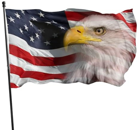 NIBABAEU Drapeau de jardin décoratif, impression de drapeau américain à aigle, rouge, blanc et bleu, 90x60cm (2ftx3ft), décor patriotique pour anniversaire, fête, décoration quotidienne