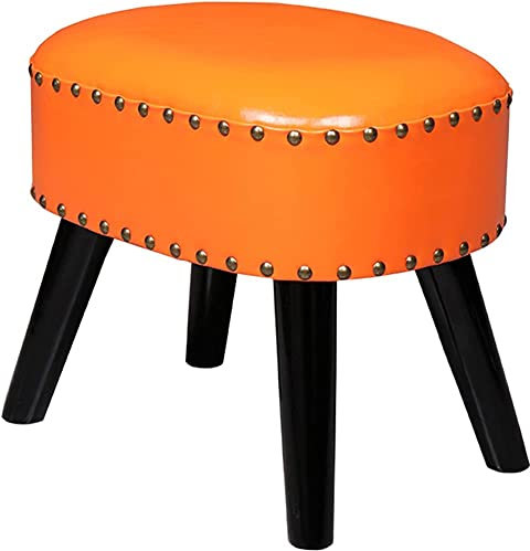 CCKUHN Ottomans-Fußhocker, 16 Zoll, Ottoman-Fußstütze unter dem Schreibtisch, brauner, mit Kunstleder gepolsterter Schuhwechselhocker, Kleiner Frisierstuhl, Massivholzbank mit leisen, rut