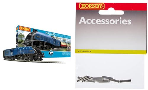 Hornby Train Set - R1282M Mallard Record Breaker Analogue OO Gauge Locomotives & R910 OO Gauge Fishplates (Pack of 12) - Model Railway Accessories, Spare Parts and Train Accessories