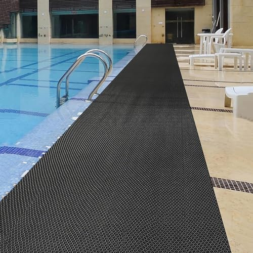 LC0908 PVC Drainage Floor Mat Non-Slip Commercial Wet Area Mat for Outdoor and Indoor Restaurant Kitchen Bar Swimming Pool Splash Matting Water Drain Flooring Mat (Black, 3FTX10FT)