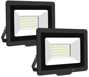 SKYWORLD 30W Projecteur LED Extérieur 2 pièce,3000LM Projecteur LED IP67 Etanche Spot LED Extérieur,6000K Blanc Froid Projecteur Exterieur LED,Projecteur Extérieur pour Cour Jardin Garage Terrasse