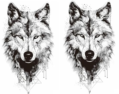 2 Blätter Temporary Wolf Tattoo Arm Tattoo T048x2