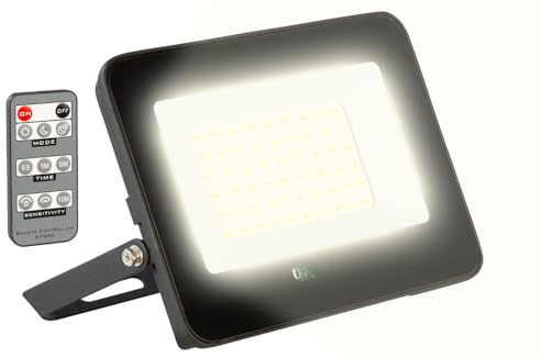Luminea LED Strahler mit Sensor: Wetterfester LED-Fluter, Radar-Bewegungssensor, 50W, 3.000K, 4.000lm (Leuchte Funkbewegungsmelder, Strahler mit Fernbedienung, Switch)