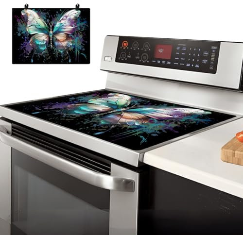 AHANDMAKER Electric Stove Cover, 20.47x28.35 Stove Top Cover for Electric Stove, Foldable Glass Cooktop Protector, Non-Slip Top Protector Mat for Electric Stove, Washer and Dryer(Butterfly)