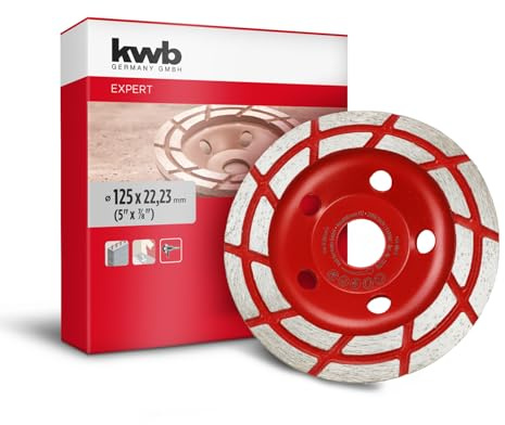 kwb mola a tazza diamantata, disco diamantato (con bordo a 2 file, Ø 125 mm, per smerigliatrici angolari, ideale per calcestruzzo con armatura, intonaco, massetto e colla per piastrelle)