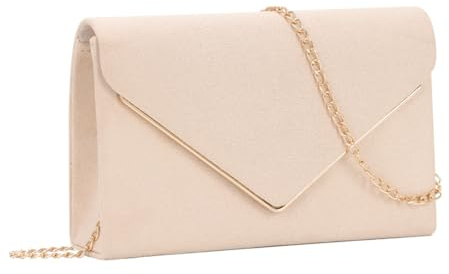 EVEOUT Damen Samt Clutch Partyhandtasche Abendhandtasche mit Schulterriemen Aprikose 24 x 14 x 5 cm Retro Einfarbig