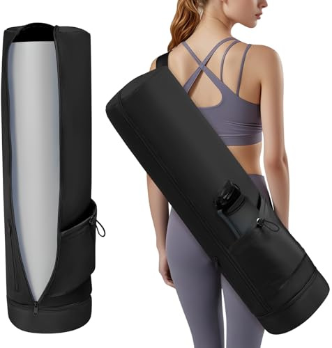 Aucuu Yogatasche, Yogamatte Tasche, Sporttasche Damen mit Nassfach & Flaschentasche, Verstellbarer Schultergurt Gym Yoga Tasche, Yogamattentasche, Yogatasche für Pilates Yogamatten, 75x19 cm