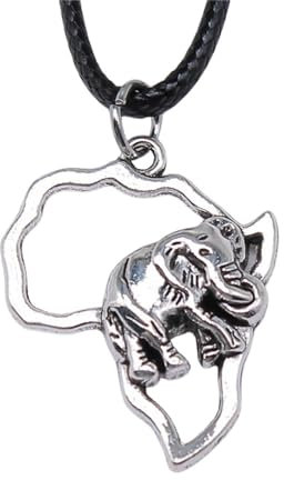 Herren Halskette personalisierte Halskette für Frauen Antik Silber Farbe 28x22mm afrikanische Serie Elefant Anhänger Schwarz Leder Seil Kette Halskette Geschenk für Männer