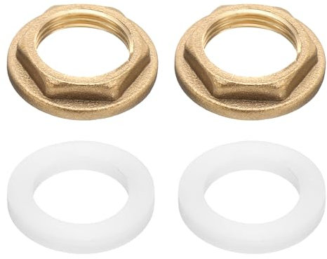 QUARKZMAN 2pz Dadi di Bloccaggio in Ottone per Raccordi Tubo, Dado Esagonale Femmina BSP da 3/8 Pollici, Dado di Bloccaggio per Rubinetto a Foro Singolo con Guarnizione