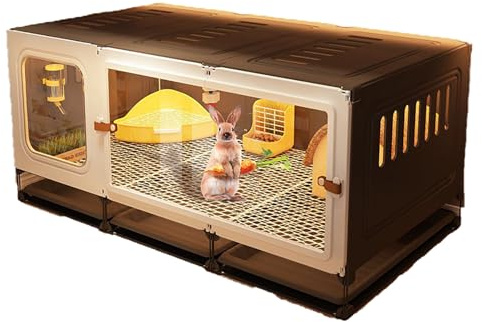 Großer Kaninchenkäfig für den Innenbereich, Kleintierkäfig mit transparenter Türablage, geeignet für Chinchillas und Eichhörnchen, 68,4 cm