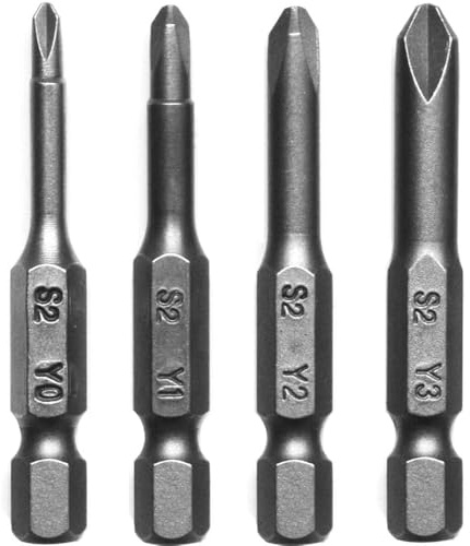 Fixinus Y schraubendreher Bits, 1/4 Zoll Sechskantschaft Y0(3mm) Y1(4mm) Y2(5mm) Y3(6mm) Schraubendreher, S2 Stahl Triwing Magnetisch Schraubendreher Bitsatz Bohrer - 50mm Länge