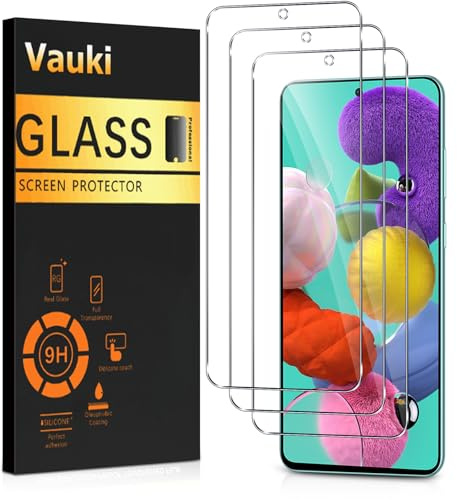 Vauki 3 Stück Panzer Schutz Glas für Samsung Galaxy A51 6,5 9H Härte Schutzfolie,Anti-Kratzen,Ultra-Klar Displayschutzfolie,Full Screen Schutzglas Ultrabeständig Bläschenfrei,Clear