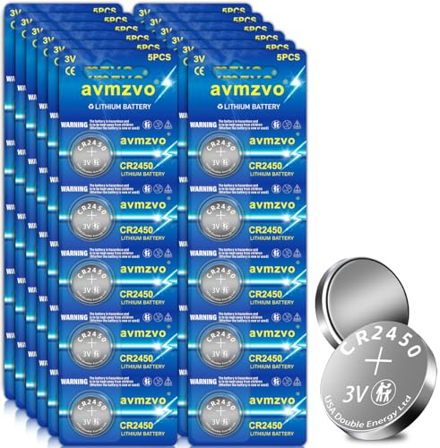 avmzvo CR2450 Knopfzellen,CR 2450 Batterien Lithium 60 Stück,Für Spielzeug | mit Langer Haltbarkeit,Auslaufsicher kindersichere Verpackung【5 Jahre LagerGarantie】