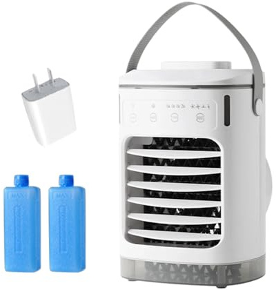 Small 900 ml Mobile Air Conditioner with 4 Speed, Mini Portable USB-C Air Conditioner, Air Cooler with 2 Ice Packs, Night Light, 4 Timer, Quick Cooling – Ideal for Bedroom/Office