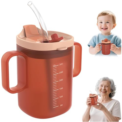 Zhixifan Schnabeltasse Senioren für Ältere Menschen, 300ml Schnabeltasse Senioren mit Griff, Trinkbecher für Kind, Wasserbecher 2 Griffe, Duckbill Cup Strohhalmbecher mit Doppeltem Verwendungszweck