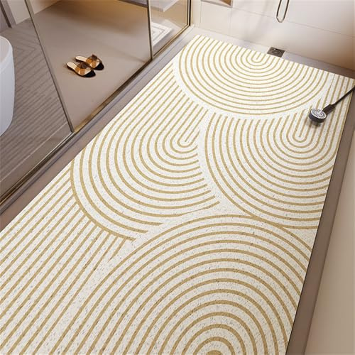 Surwin Tappetino da Doccia Antiscivolo, Tappetino da Bagno in Luffa PVC, Geometrico Moda Morbida Tappeto Antiscivolo Lavabile, Asciugatura Rapida Tappetini per Aree Umide (Cerchio,60X90cm)