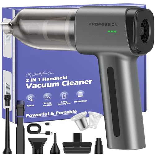 Bemkia Handheld Car Vacuum Cleaner | 28000PA Cordless Car Hoover Mini Portable for Car Home Pets (Grey)