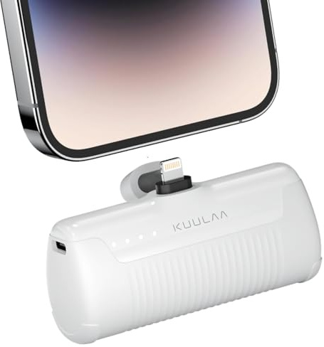 Kuulaa Mini Batterie Externe pour iPhone 4500mAh, Batterie Externe 12W PD Charge Rapide, Petite Baterie Externe Compatible avec iPhone 14/14 Pro Max/13 Pro/13/12/11/XS/XR/8/7/6 - Blanc