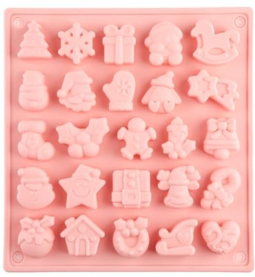 Lotsdonxia Christmas Chocolate Moulds Set - Food Grade Silicone Baking Molds with Santa, Tree, Gingerbread Man and Other Designs for DIY Candy, Cake Decorations or Festive Treats