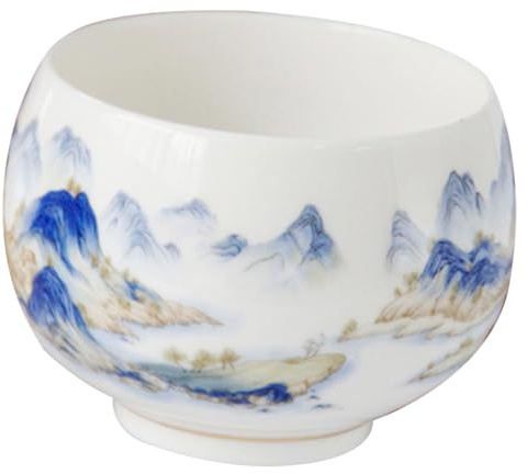 CIYODO Taza de con Diseño Paisajístico Pintado Mano Taza de Té Pequeña para Ceremonia Oriental Superficie Lisa Fácil Limpieza para del Té y Decoración