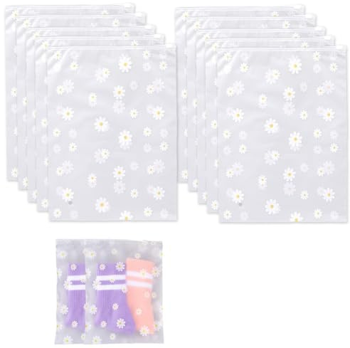 JYNXOR 20 Pezzi Sacchetti Vestiti Viaggio Zip Borsa Impermeabili Viaggio Multifunzione Organizer Sacchetti Bustine Trasparenti Richiudibili per Vestiti Biancheria Intima Scarpe Cosmetico (Fiore)