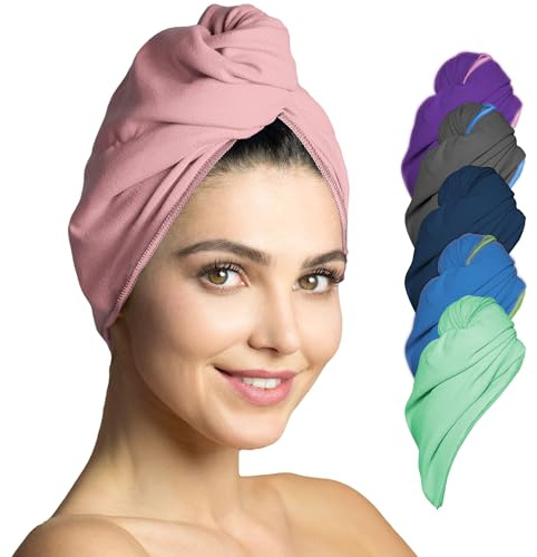 Hårturban mikrofiber - absorberande och snabbtorkande microfiber- speciell turbanhandduk och hårhandduk - 1 styck (Gammalrosa)