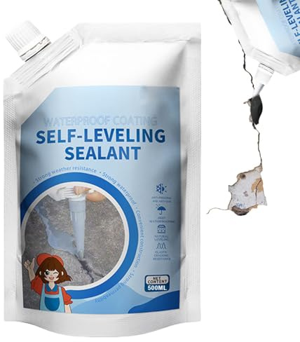 Zementversiegelung – Selbstnivellierendes Dichtmittel Mit Auslaufschutz, Wasserfester, Schnell Trocknender Betonschutz 500 Ml | Wandrissfüller Für Badezimmer, Ziegel, Badewanne, Pool, Garten, Terrasse