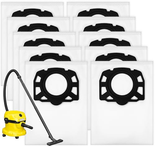 10PCS Vacuum Cleaner Bags for Karcher WD2 Plus, WD3, WD3p, WD4, WD5, WD6 | Replacement Wet and Dry Vacuum Hoover Dust Bags Compatible with Karcher SE4001 / 4002, Filter Bag for KFI 357 487 KWD3 Filter