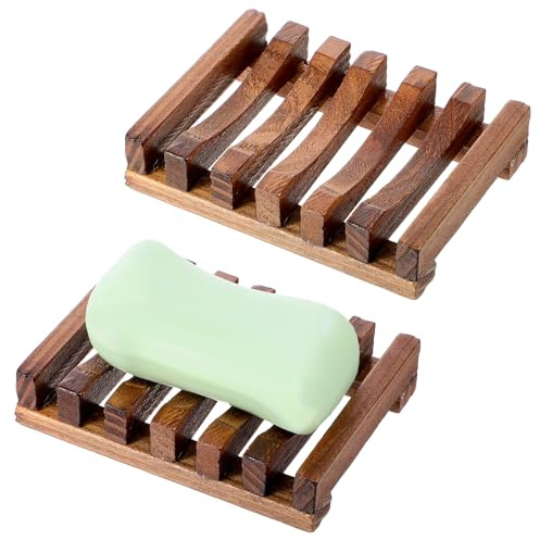 TIESOME 2 Stück Seifenschale Holz, Massivholz für Waschbecken, Natürliche | Massivholz für Waschbecken, Natürliche für Dusche, Bad, Küche, Badezimmer, Seifenhalter, Seifenhalterung