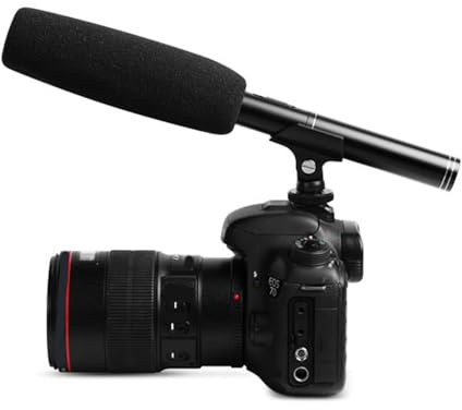 Tomantery Mikrofon Professionell Utmärkt Ljudkvalitet Kabelansluten för Videokamera DSLR DV-kameror ABS Metall