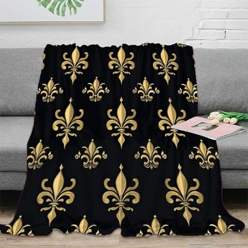 ZFLDKWGP Elegante Coperta 3D Stampata Giglio Oro Microfibra Arredo Casa Plaid Giglio Morbida Calda Divano Letto Per Adulti 40x50inch(100x130cm)