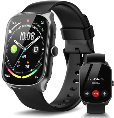 Csasan Smartwatch Damen Herren, 1,95 HD Touchscreen Smart Watch mit Telefonfunktion, 110 Sportmodi Sportuhr, IP68 Wasserdicht Fitnessuhr mit Schrittzähler/Herzfrequenzmonitor/Schlafmonitor, Schwarz