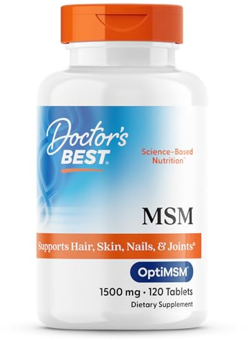 Doctor's Best MSM Supplement 1500mg for Men & Women - Supports Hair, Skin, Nails, Joint Health, & Mobility, Delivers Beneficial Sulfur with OptiMSM, Gluten Free, Non GMO, Vegan - 120 Tablets