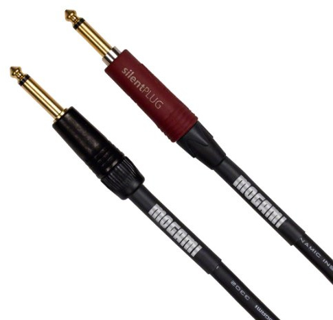 Mogami Platinum GUITAR-20 Instrument Cable, 1/4 TS Male Plugs, Gold Contacts, Straight Connectors with silentPLUG, 20 Foot