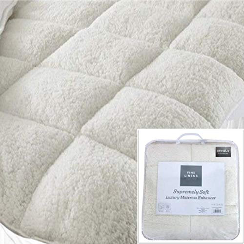 Fine Linens Luxury Super Soft Warm Teddy Fleece Mattress Topper Enhancer Bedding 3 Sizes (Single Size) 215232