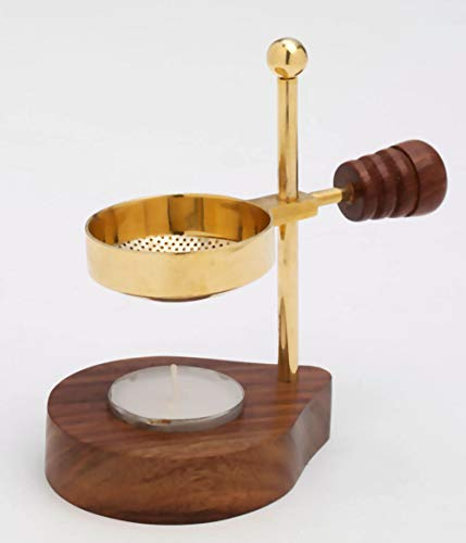 Asmondia Weihrauchbrenner ca.14cm Messing/Holz - für Weihrauch und Kräuter