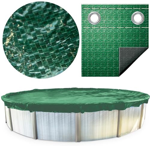 SWIMLINE HYDROTOOLS Supreme Guard Heavy Duty Winter Pool Cover for Above Ground Swimming Pools | for 12 FT Round Pools | 15 FT Cover Size | Green/Black | Winch & Cable Included | PCO1215