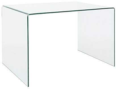 EGLEMTEK Scrivania Scrittoio da Ufficio in Vetro Curvato - Luxury Z-09 - (120 x 74 x 70 cm) Design curvo e moderno