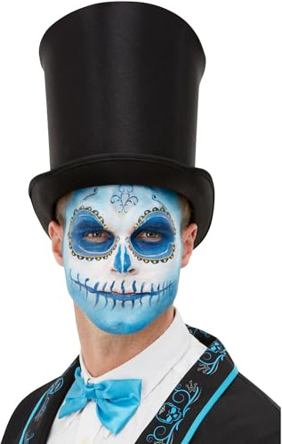 Smiffys Smiffys Make-Up FX, Day-of-the-Dead-Set, Aqua, Blau, Schminke, Abziehbilder, Buntstift, Schwamm & Applikator Halloween und Karneval