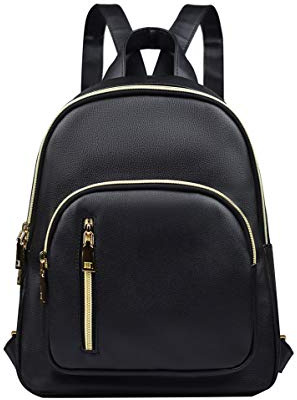 YANAIER Zaini da donna in pelle PU, zaino giornaliero, zaini scolastici, zaino da viaggio, borsa a tracolla per ragazze, Nero , s, Casual